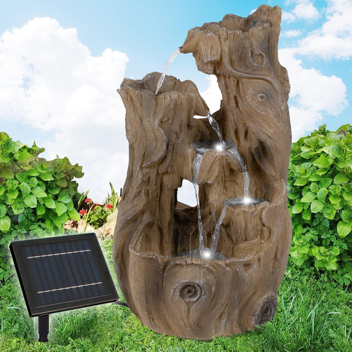 Solar Gartenbrunnen Brunnen Solarbrunnen Zierbrunnen Wasserfall Gartenleuchte Teichpumpe Basalt-Kask