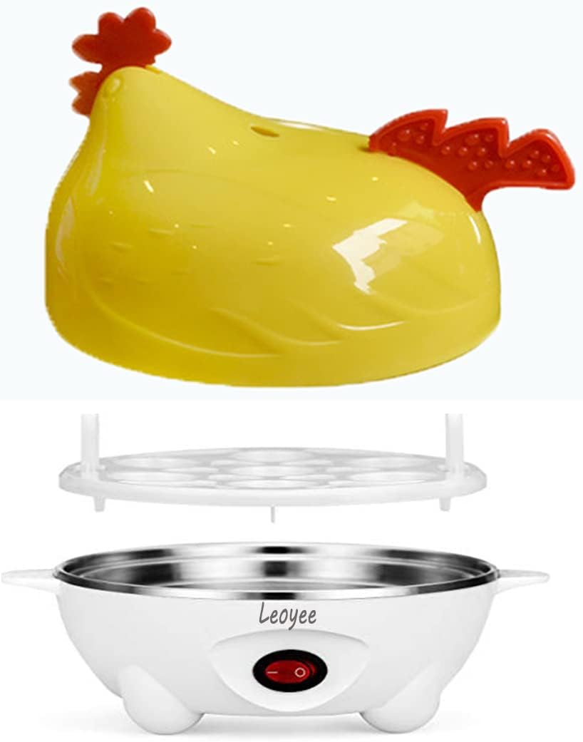 Leoyee Eierkocher，Nettes kleines Huhn Elektrischer Eierkocher Egg Cooker für 1-7 Eierkapazität Frühs