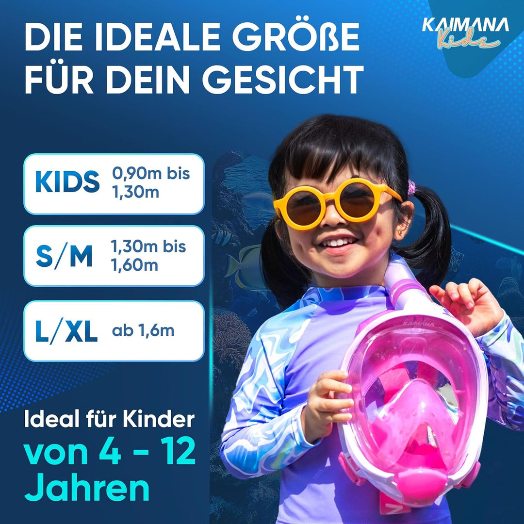 Die Preisgekrönte KAIMANA® Schnorchelmaske für Erwachsene & Kinder - absolut CO2 sicher - inkl. Trag