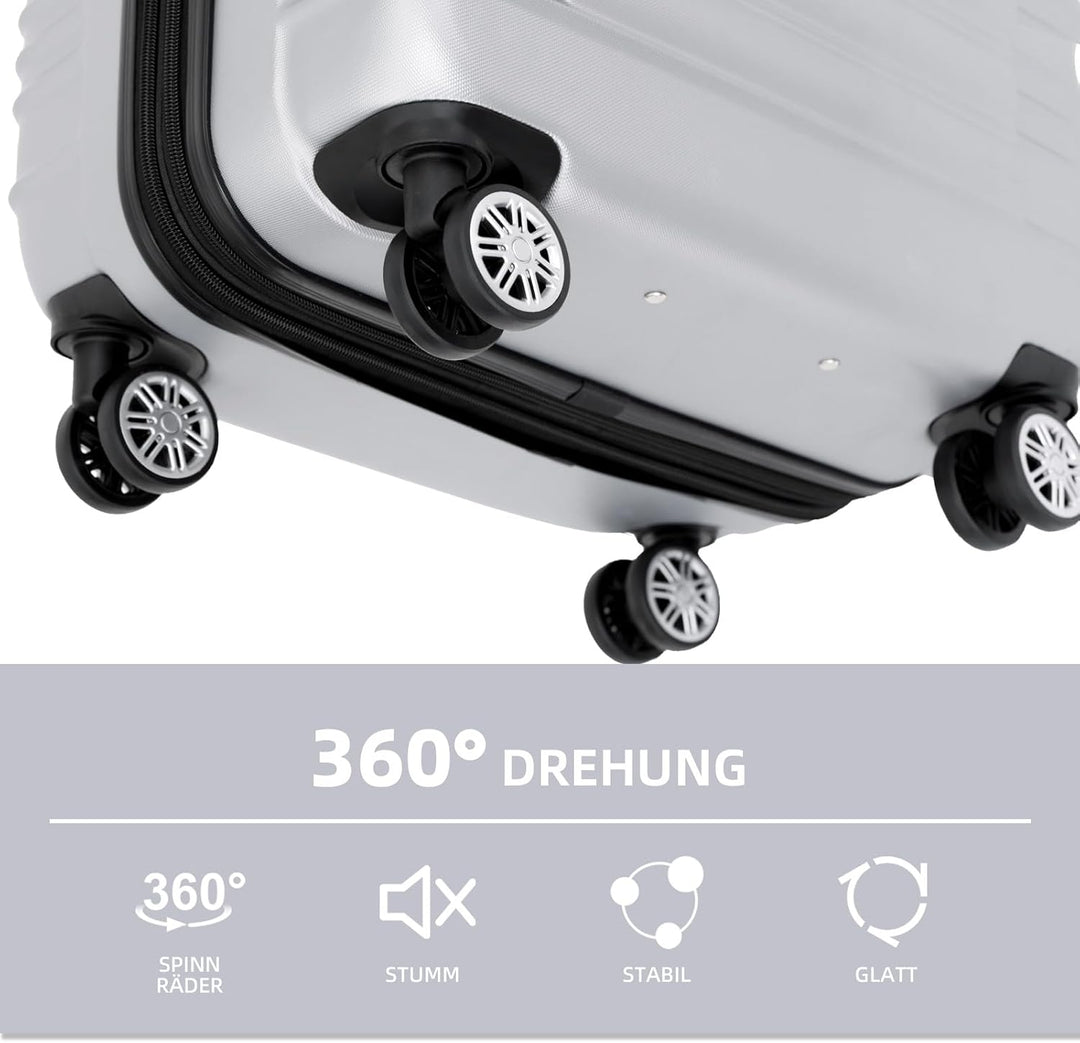 BEIBYE Reisekoffer 2088 Hartschalekoffer Gepäck Koffer Trolley Grösse XL in 14 Farben (Silver) Silve