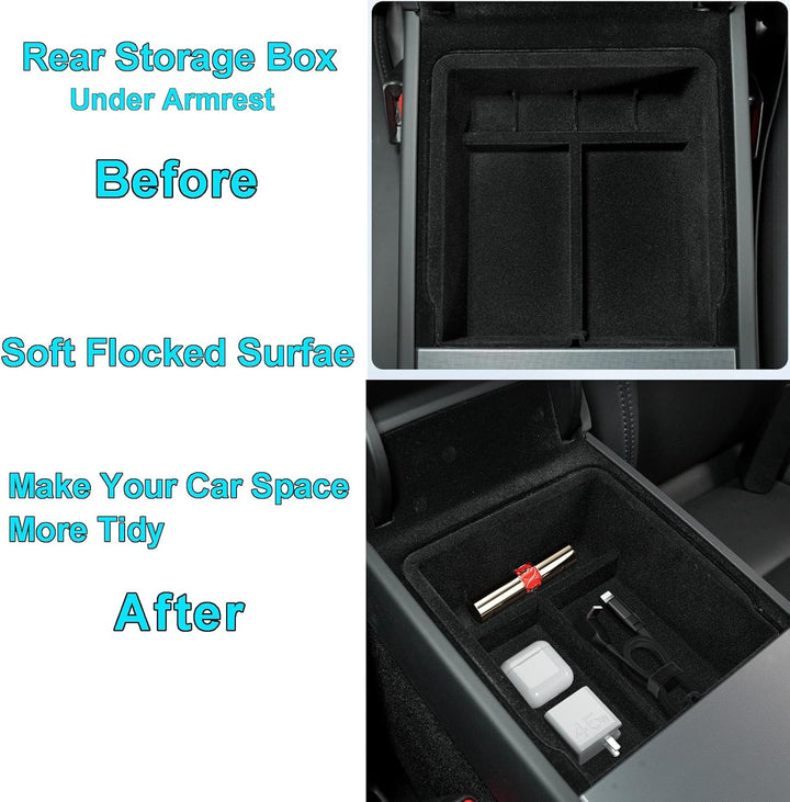 MIEBA 2 Pack Zubehör für Tesla Model 3 Highland 2024 Mittelkonsole Organizer-Ablage, für Tesla Model