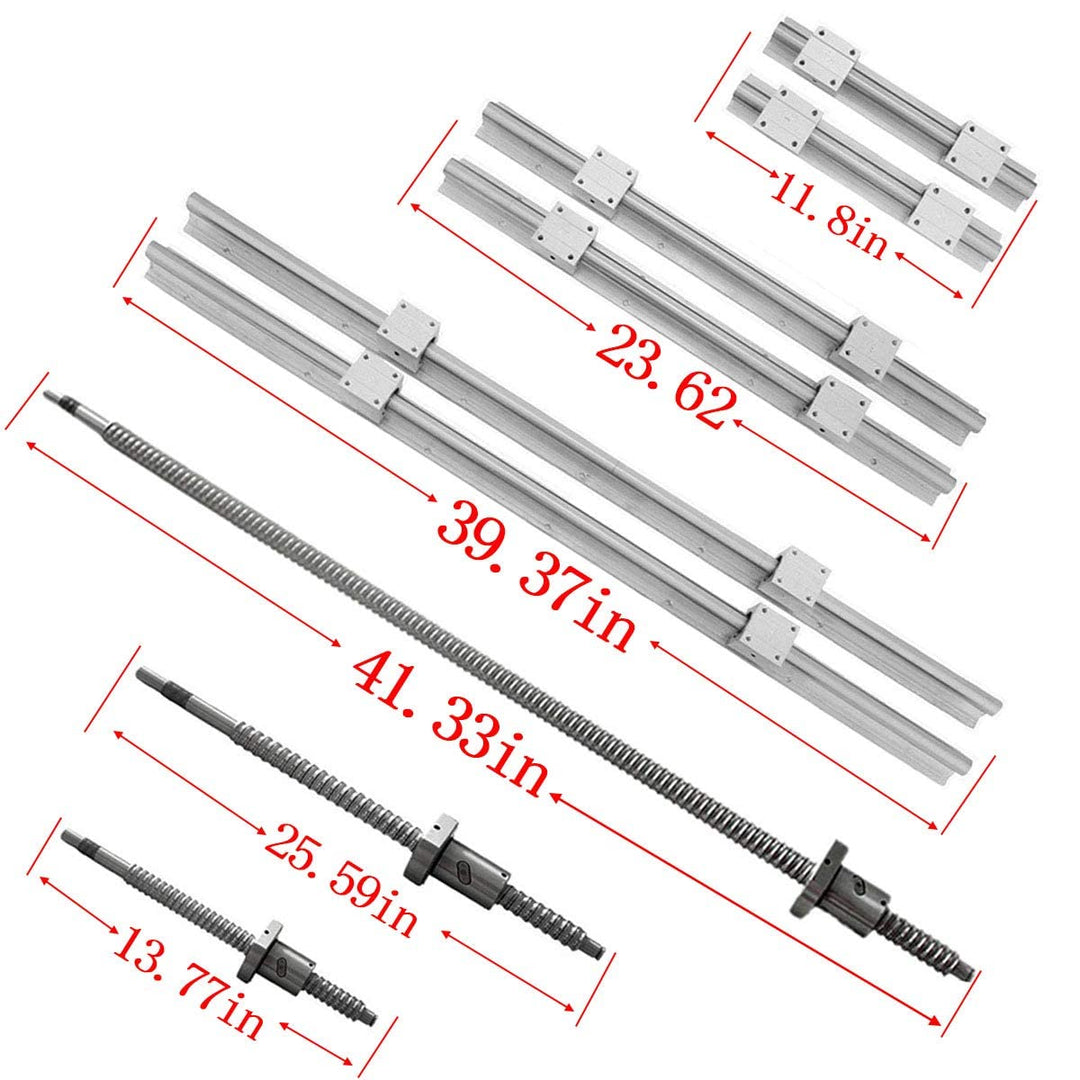 CNCMANS SBR16-300/600/1000mm Linearschienen 6 Linearführungsschienen mit 12SBR16UU-Lagerblöcken + RM