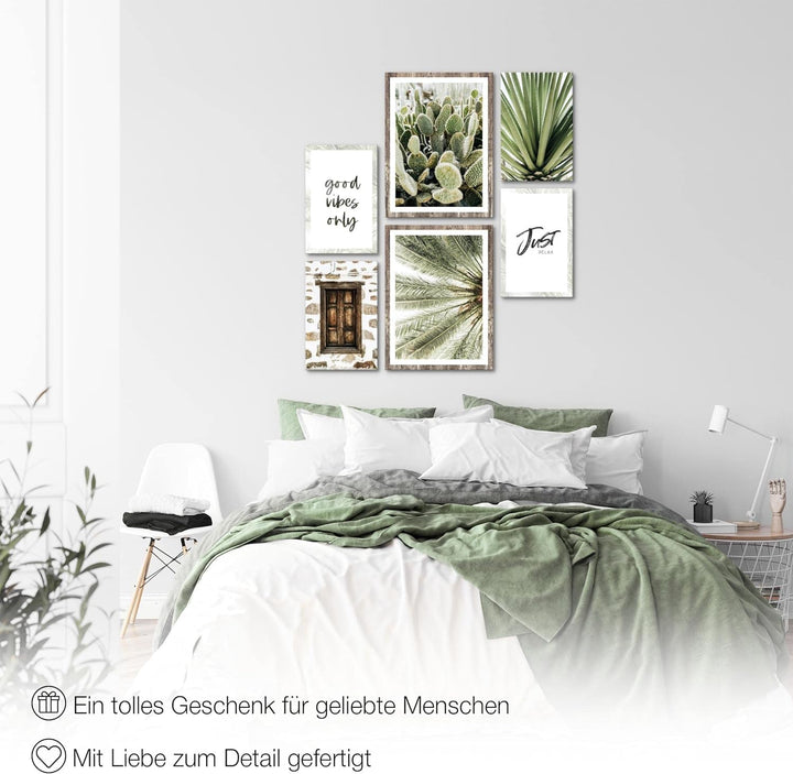 Novart Bilder Set - AUFHÄNGFERTIG - KEIN EXTRA RAHMEN BENÖTIGT - Natur Pflanzen Modern Kaktus - Wohn