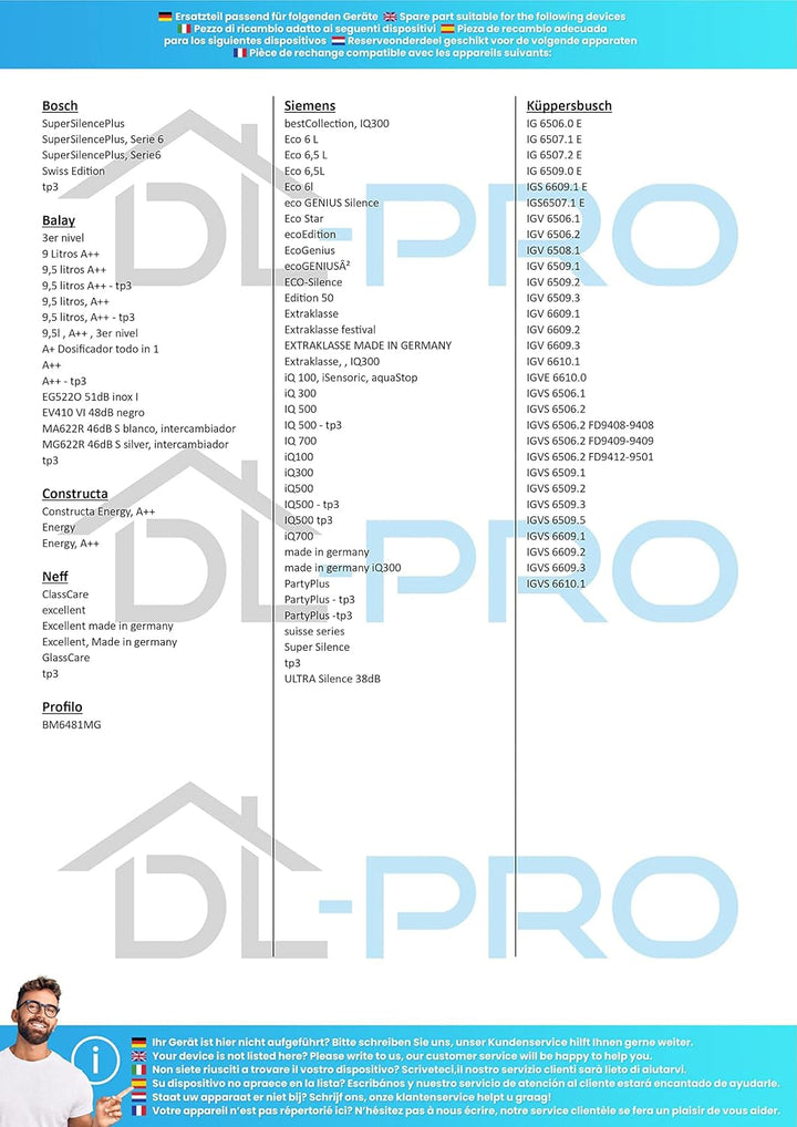 DL-pro Türdichtung für Bosch Siemens Neff 00668079 668079 Schürzendichtung Dichtung unten für Geschi