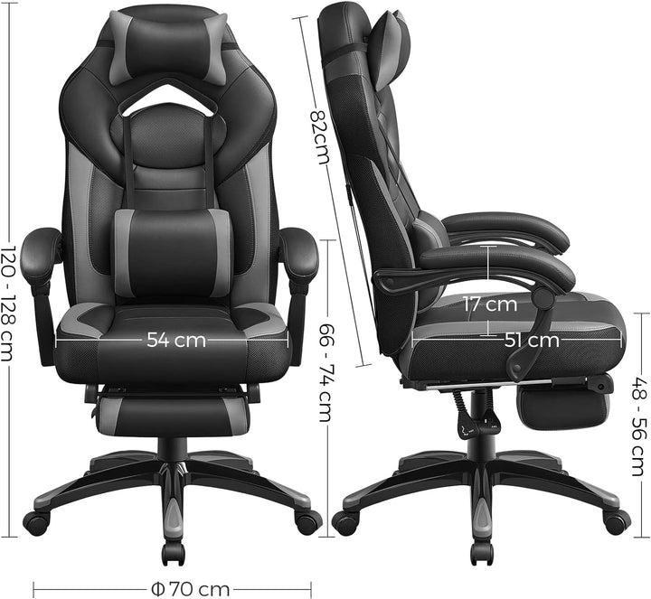 SONGMICS Gaming Stuhl, Bürostuhl mit Fussstütze, Schreibtischstuhl, ergonomisches Design, verstellba