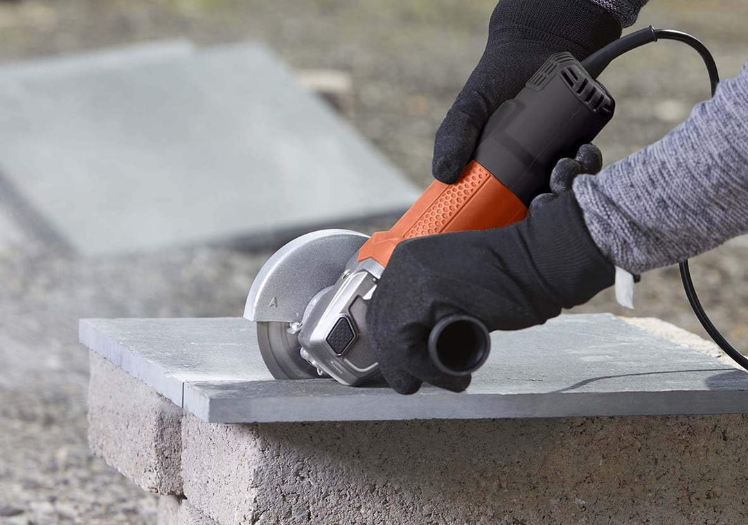 Black+Decker Winkelschleifer BEG110 (750 Watt, 115 mm, Scheiben-ø, mit 3-Positionen-Zusatzhandgriff,