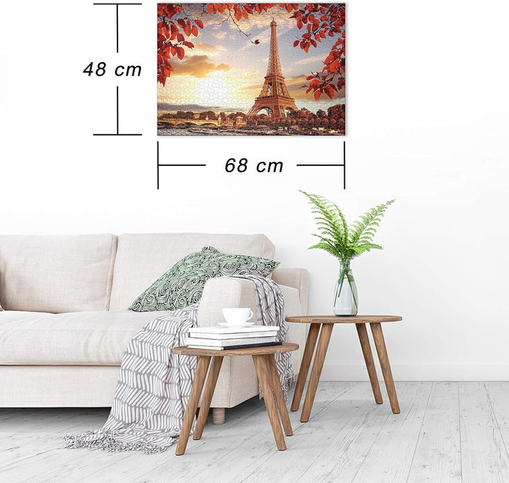 Ulmer Puzzleschmiede - Puzzle „Herbst in Paris“– Klassisches 1000 Teile Puzzle – Puzzlemotiv des Eif