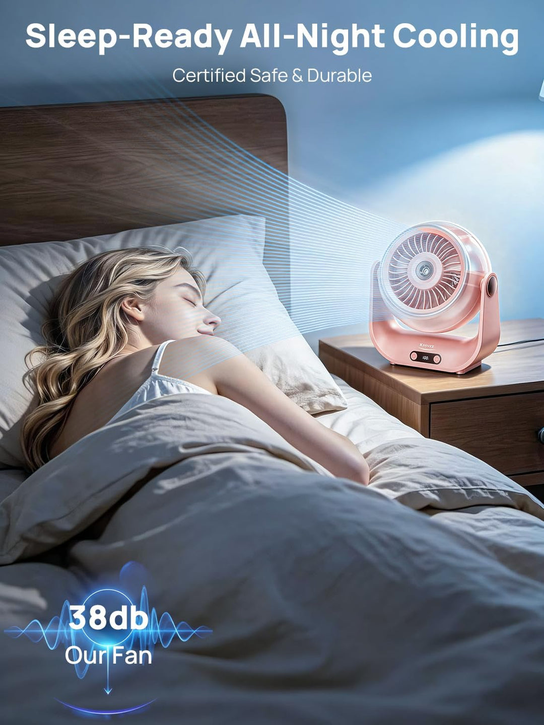 Kssvzz Tischventilator Leise mit Wasserkühlung - 5000mAh USB Ventilator Akku mit 5 Stufen, LED-Anzei