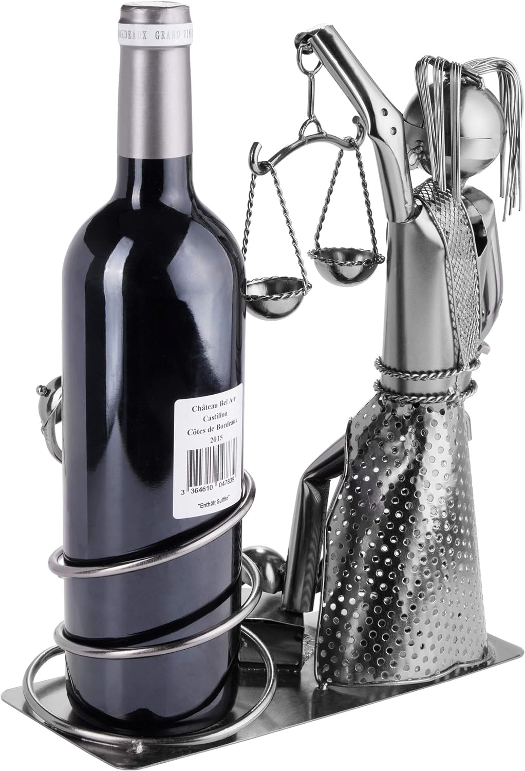 BRUBAKER Weinflaschenhalter Justitia mit Schlange - Metall Skulptur Flaschenständer - Metallfigur We