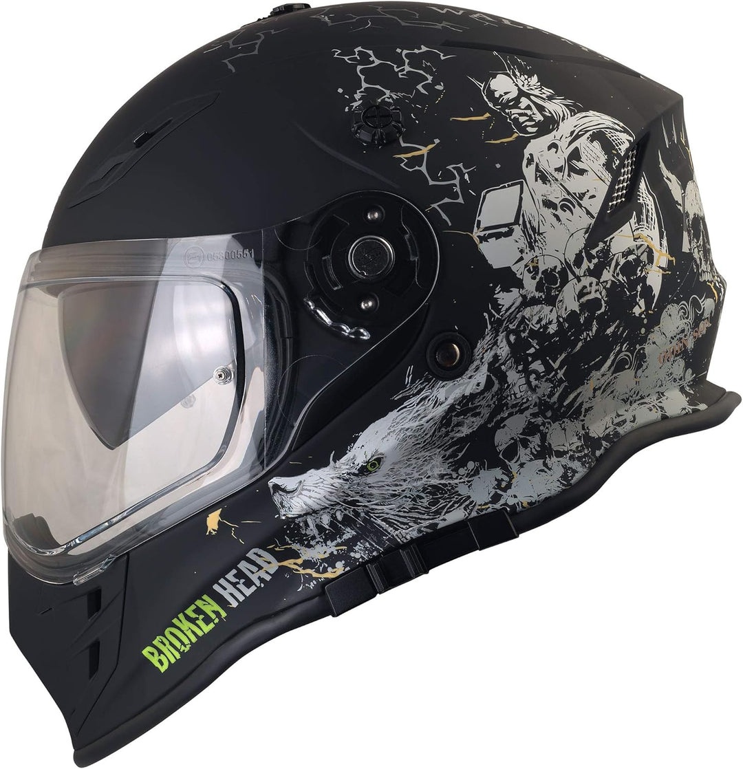 Broken Head Fullgas Viking VX2 Motocross-Helm - Enduro Cross-Helm mit Visier und Sonnenblende S (55-