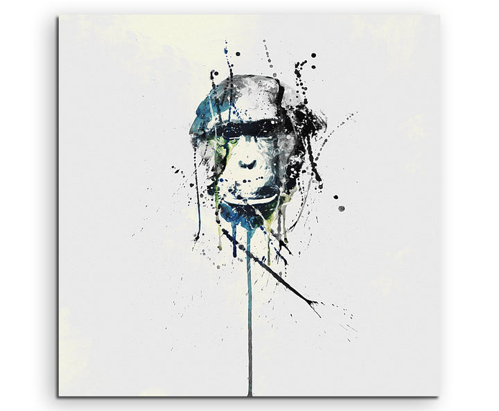 Paul Sinus Art Chimpanzee 60x60cm Keilrahmenbild Kunstbild Aquarell Art Wandbild auf Leinwand fertig