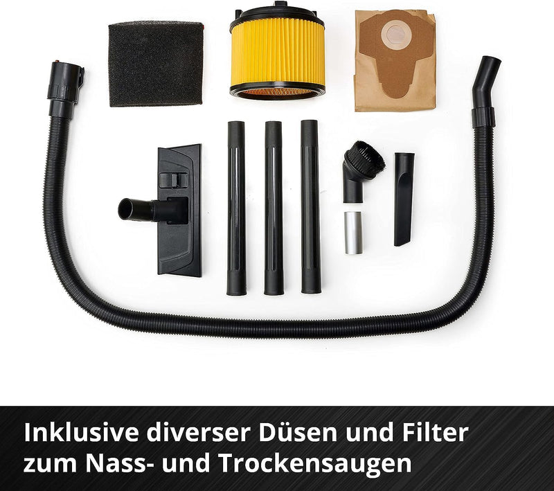 Einhell Akku-Nass-Trockensauger TC-VC 18/20 Li S-Solo Power X-Change (Li-Ion, 18V, Edelstahlbehälter