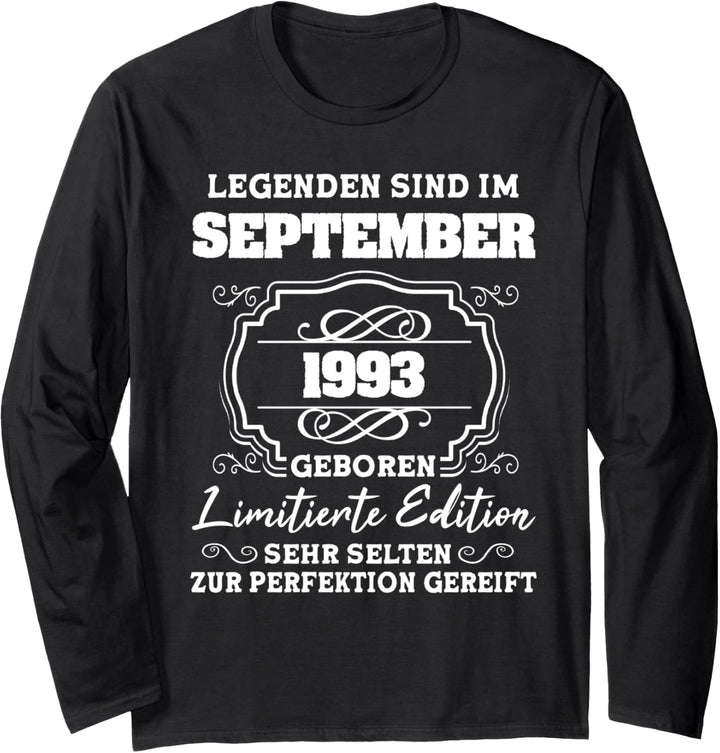 Legenden sind im September 1993 geboren 29.Geburtstag Mann Langarmshirt