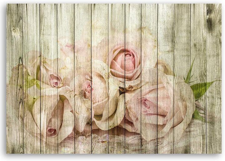 Wandbild XXL Rosen Deko Kunst Bilder rustikal Braun 120x80 cm Deko Paneel 120x80 cm Braun_d, Deko Pa