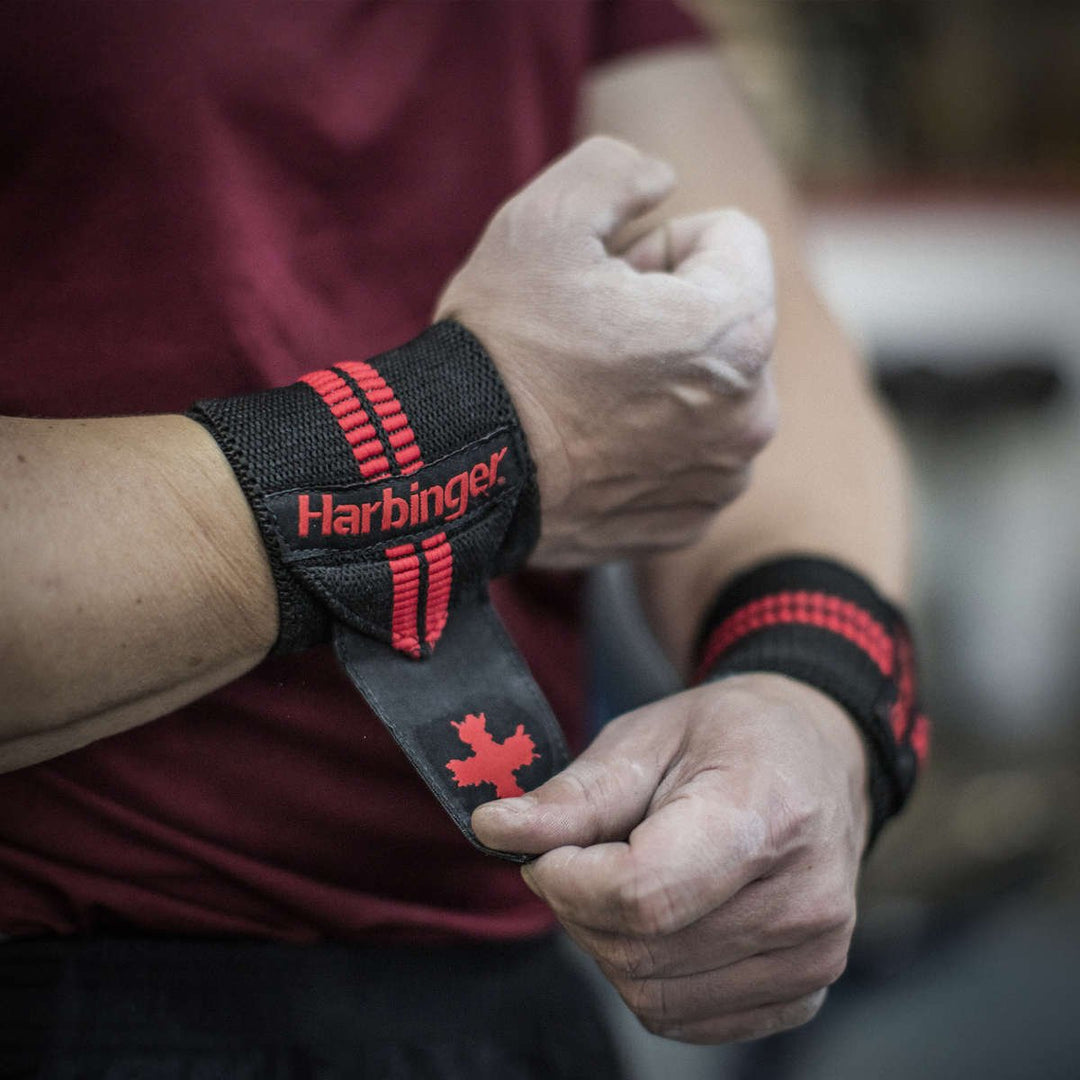 Harbinger Red Line Gewichtheber Handgelenk Wraps für Stabilität & Support Beim Krafttraining, Rot /