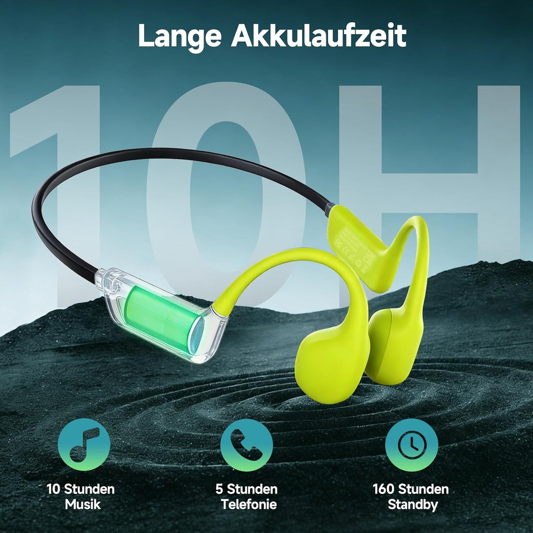 Kopfhörer Schwimmen, Knochenschall Kopfhörer Bluetooth 6.0, IP68 Wasserdicht,Sportkopfhörer 8G Speic