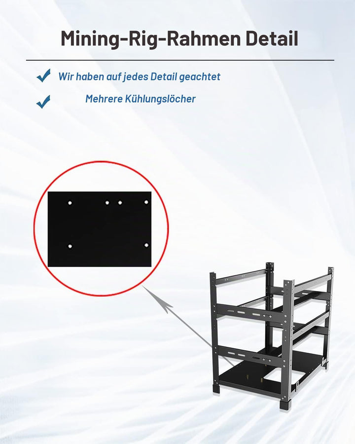 Mining Rig Frame Case 12 Gpu, Stahl Mining Rig Frame 52x52x36 cm, Ordentliches Open Air PC Case für