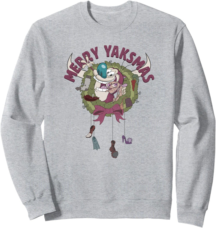 Ren and Stimpy Christmas Wreath Merry Yaksmas Sweatshirt