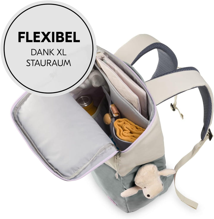 hauck Pack N Walk, Beige Sage - Wickelrucksack und Wickeltasche 22 Liter mit Innentaschen, Aussenfäc