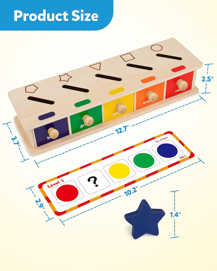 Coogam Montessori Toys Holz-Sortierbox in Farbform, geometrische passende Blöcke, frühes Lernen, päd