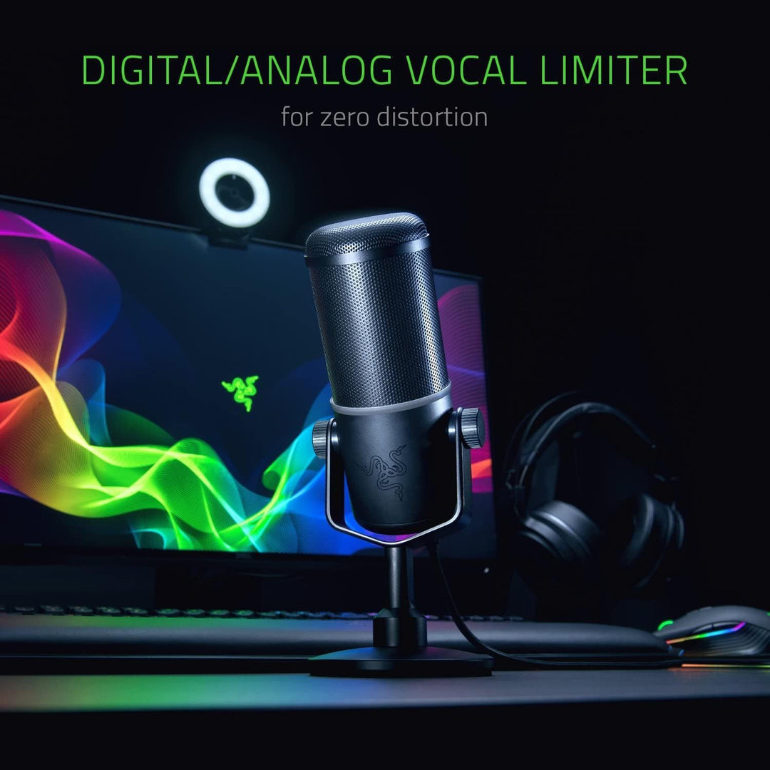 Razer Seiren Elite - USB Kondensator-Mikrofon für Streaming (Kompakt mit integriertem Schockdämpfer,