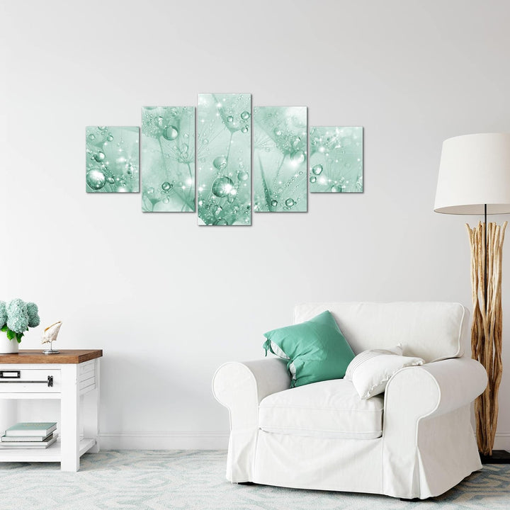 Runa Art Wandbilder Blumen Pusteblume 5 Teilig Bild auf Vlies Leinwand Deko Wohnzimmer Natur Schwarz