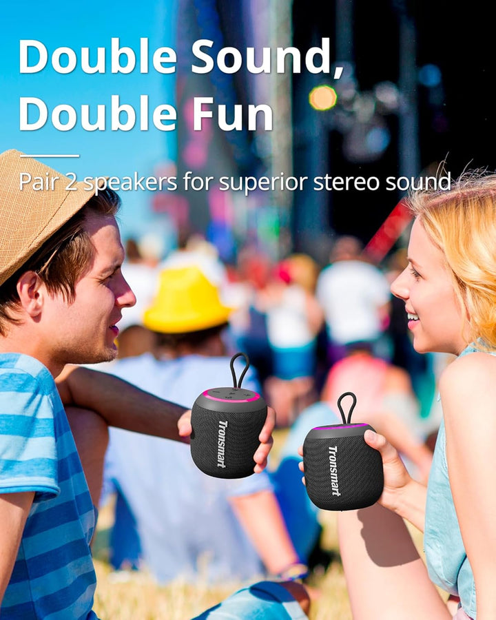 Tronsmart T7Mini Bluetooth Lautsprecher Musikbox mit Licht, 15W Stereo Bluetooth 5.3, IPX7 Wassersch