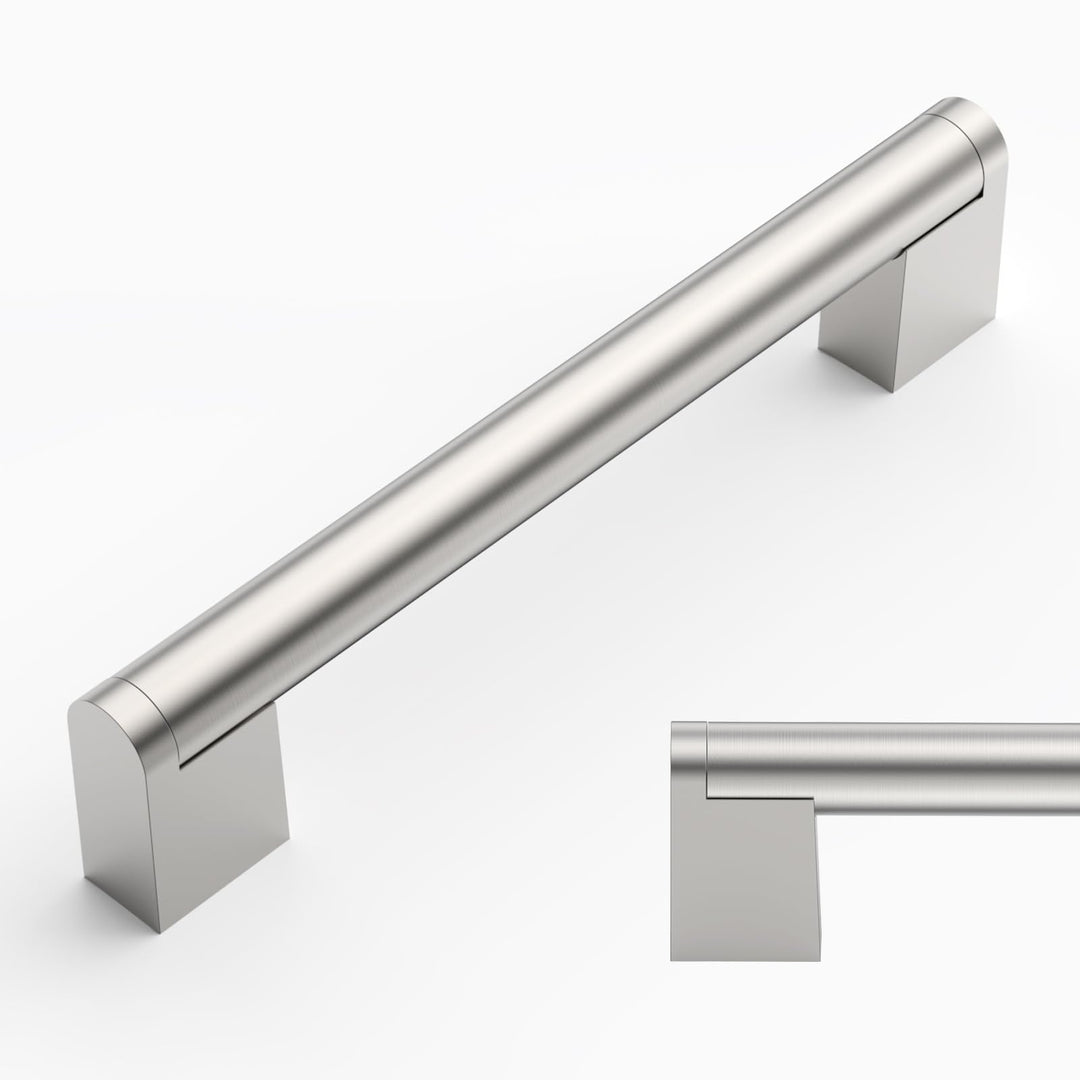 Amerdeco 10 Stück Möbelgriffe Edelstahl Gebürsteter Nickel 128mm Lochabstand Schrankgriffe für Küche