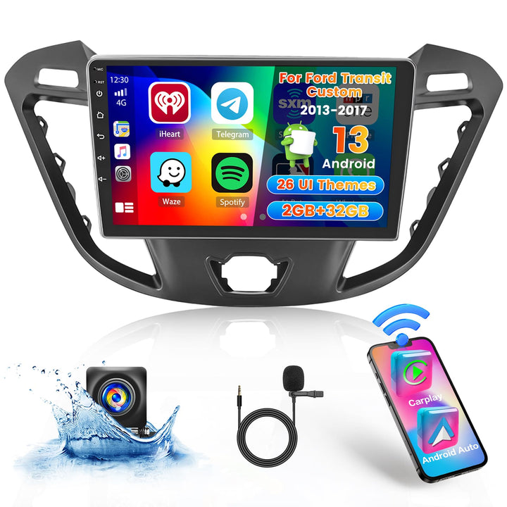 Hikity 2G 64G Android Autoradio Navi Für Ford Transit Custom 2013-2017 Mit Wireless CarPlay Android