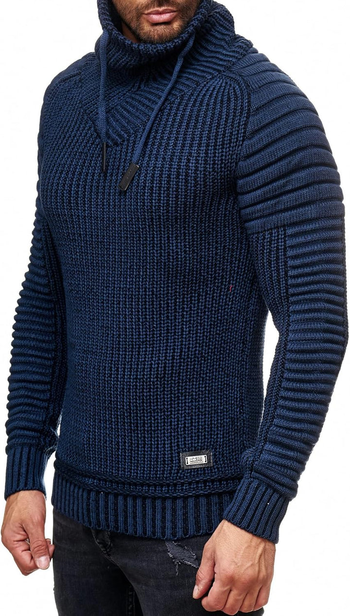 Subliminal Mode Herren-Pullover, Grobstrick, Stehkragen, Basic-Stil, Strickpullover, Winter, Rundhal