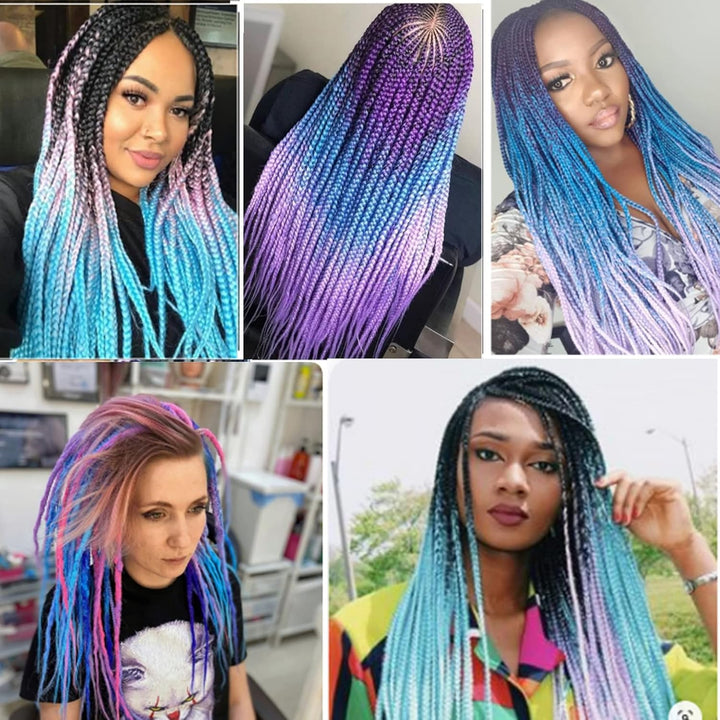 LDMY Kunsthaar Zum Einflechten-6pcs/pack Braids Synthetic Colorful Braiding Hair Extensions 24inch J