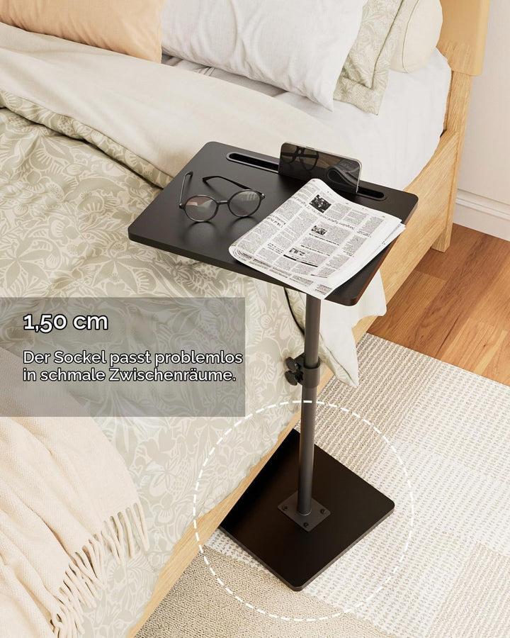 Beistelltisch, C-Form Höhenverstellbar Sofatisch, 360°Rotierend Couchtisch Klein,40x30x(45-81) cm,Ho
