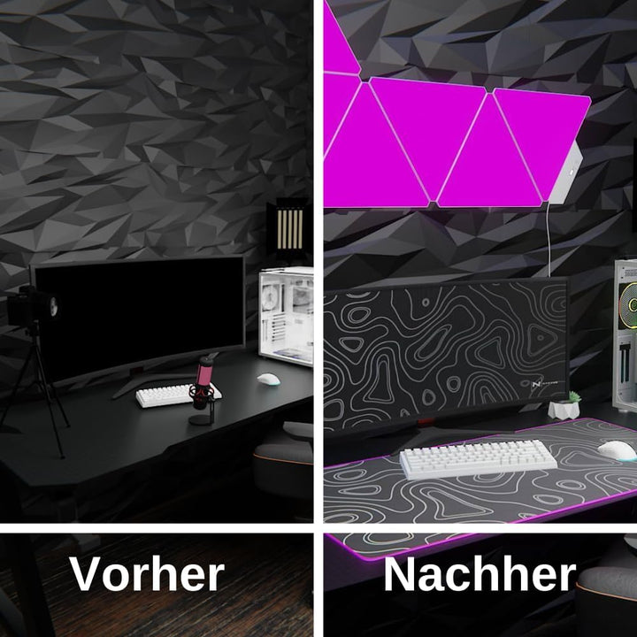 Nyfter - XXL Gaming Mauspad RGB Black im Topography Design 900 x 500mm Premium Mousepad Size Gross v