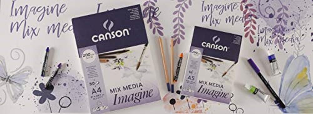 Canson 200006003 Imagine Mix-Media Papier, A2, rein weiss A2 - 42 x 59,4 cm Single, A2 - 42 x 59,4 c