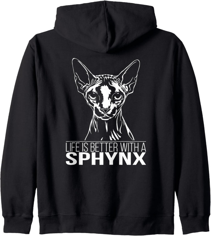 Sphynx life is better Katze Sphinx Katzenspruch Katzen Kapuzenjacke