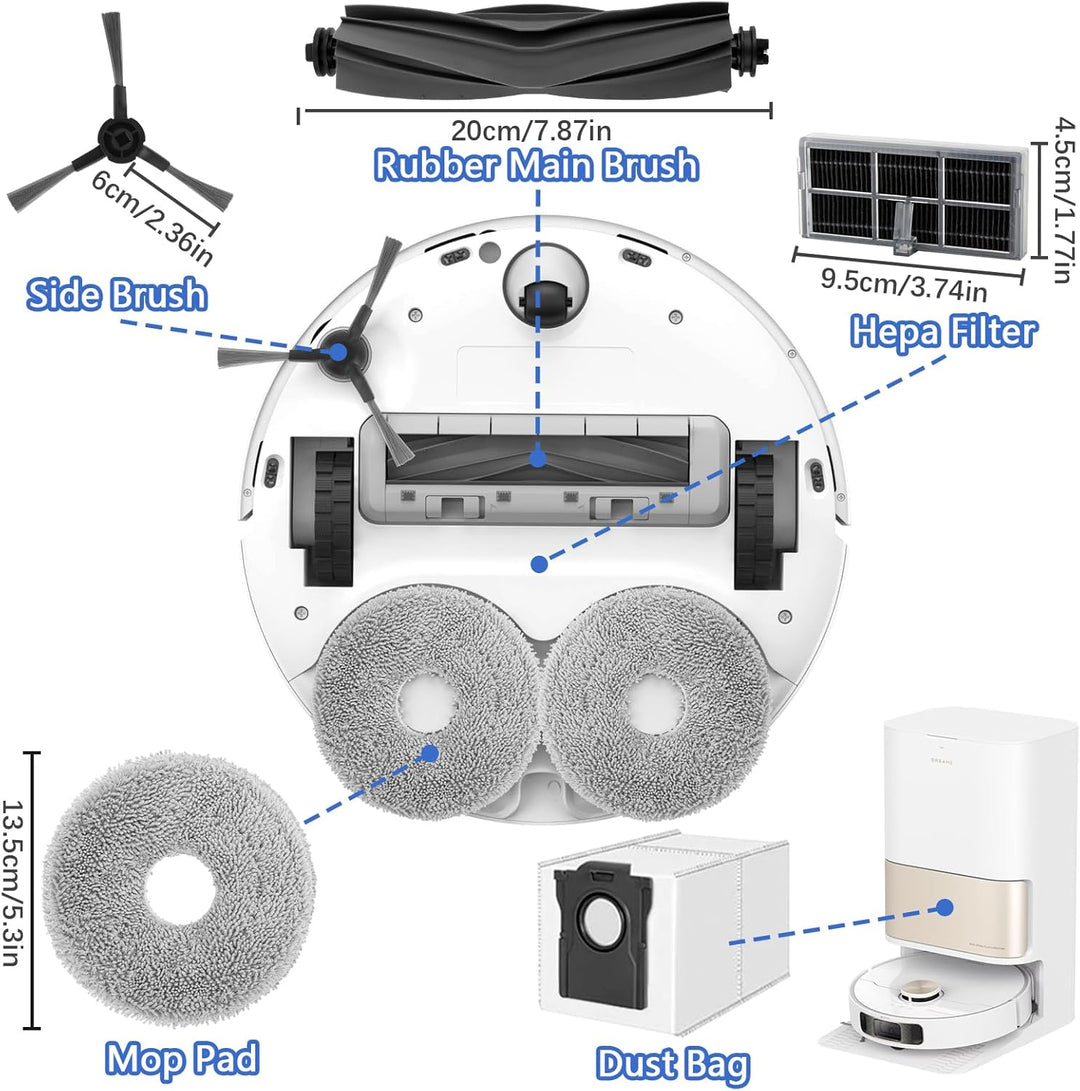 24 Stück Zubehör für Dreame L10s Ultra Gen 2/L10s Pro Ultra Heat/X30 Ultra/Mova E30 Ultra Saugrobote