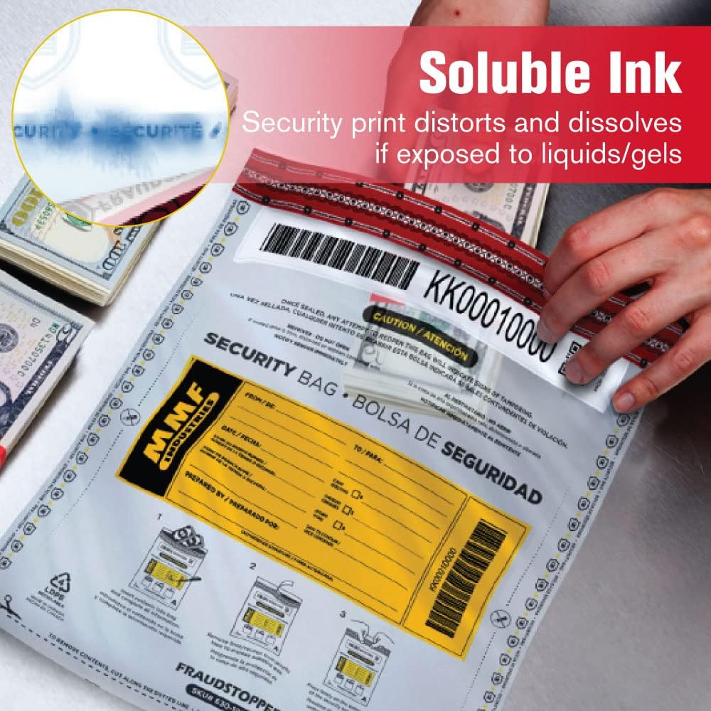Tamper-Evident Deposit/Cash Bags, Plastic, 9 x 12, White, 100 Bags/Box