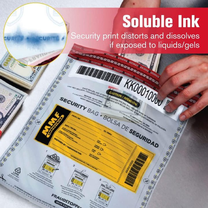 Tamper-Evident Deposit/Cash Bags, Plastic, 9 x 12, White, 100 Bags/Box