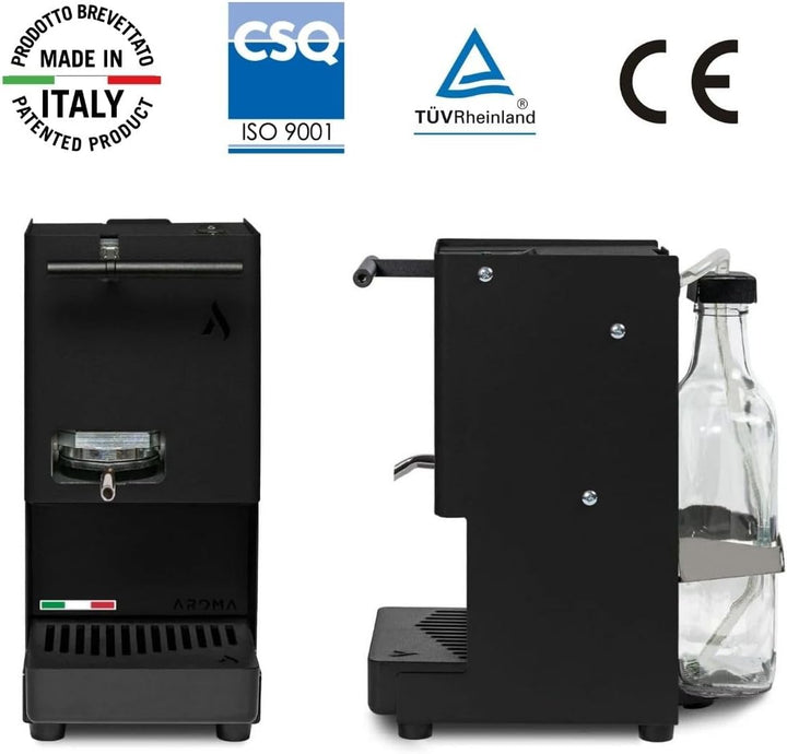 Aroma E.GO Kaffeepadmaschine für ESE-Pads 44 mm Schwarz, Schwarz