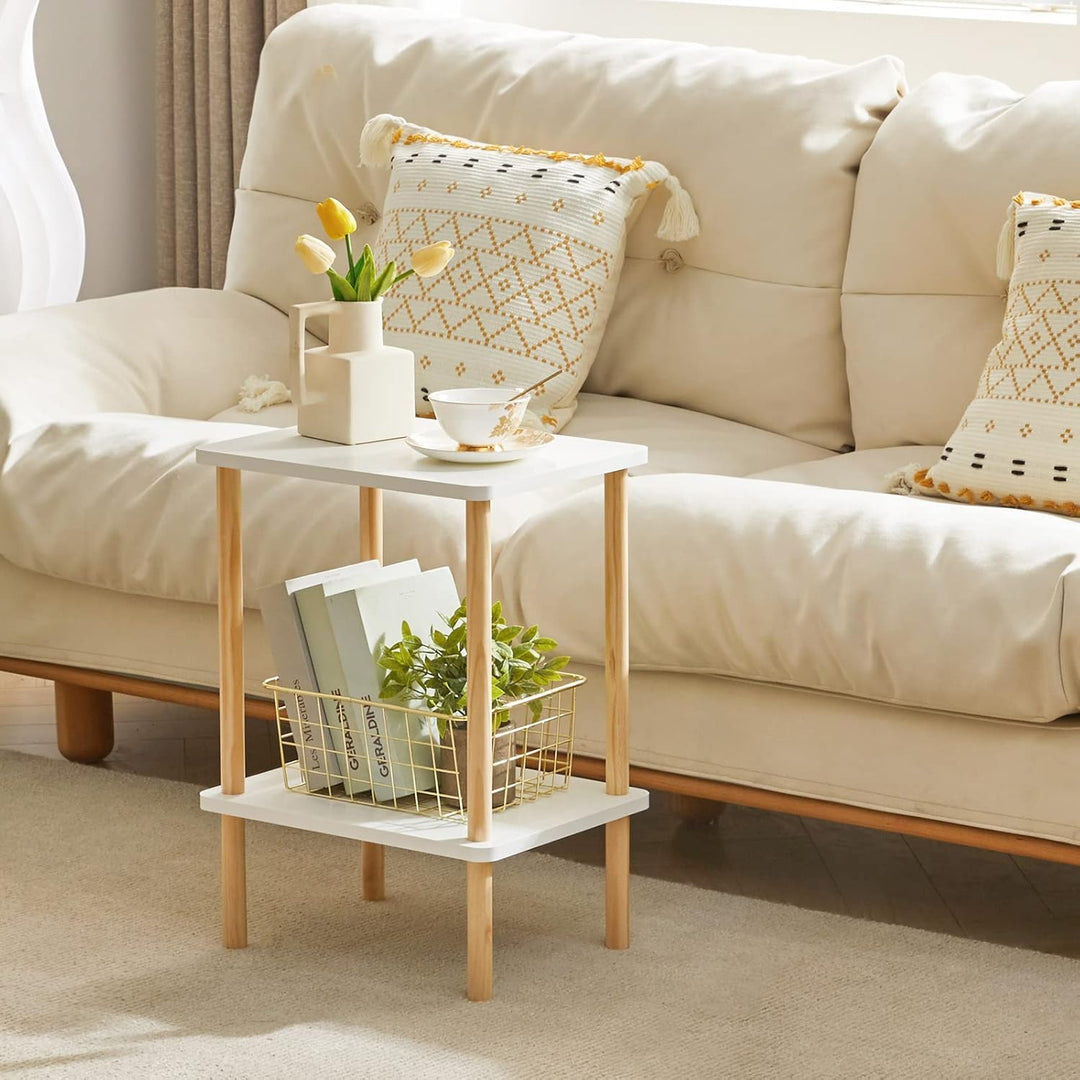 IBUYKE Holz Beistelltisch, Nachttische mit 2 Ebenen, 39x29x53cm, Couchtisch, Sofatisch, für Schlafzi