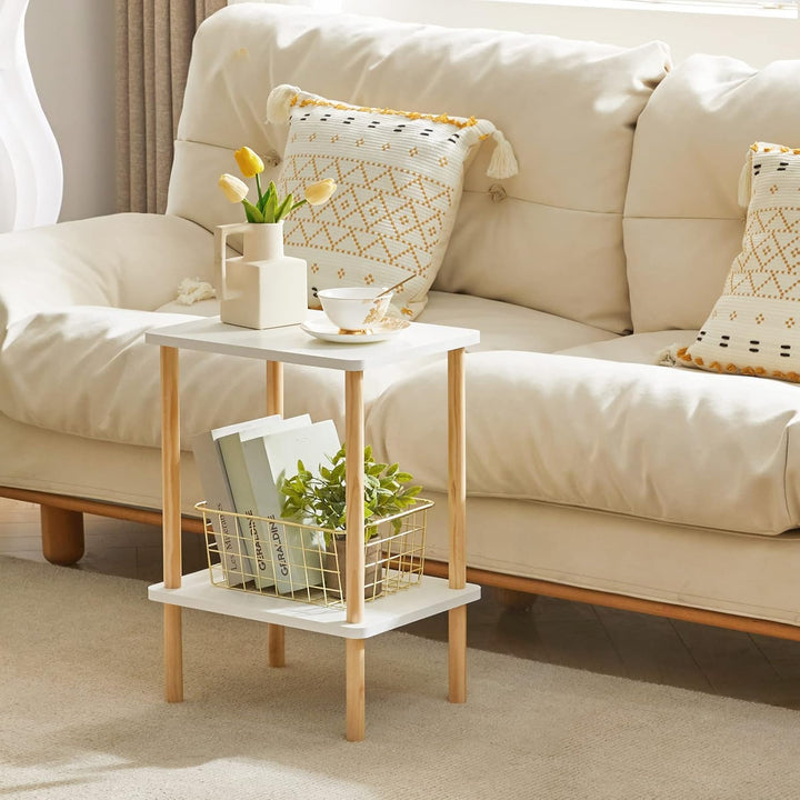 IBUYKE Holz Beistelltisch, Nachttische mit 2 Ebenen, 39x29x53cm, Couchtisch, Sofatisch, für Schlafzi