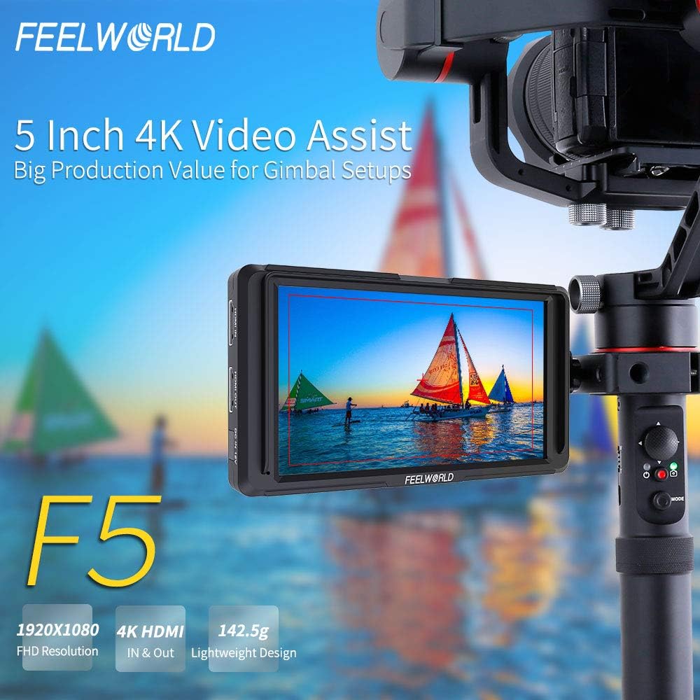 Feelworld F5 5 Zoll DSLR Kamera Field Monitor Small Full HD 1920x1080 IPS Video Peaking Focus Assist