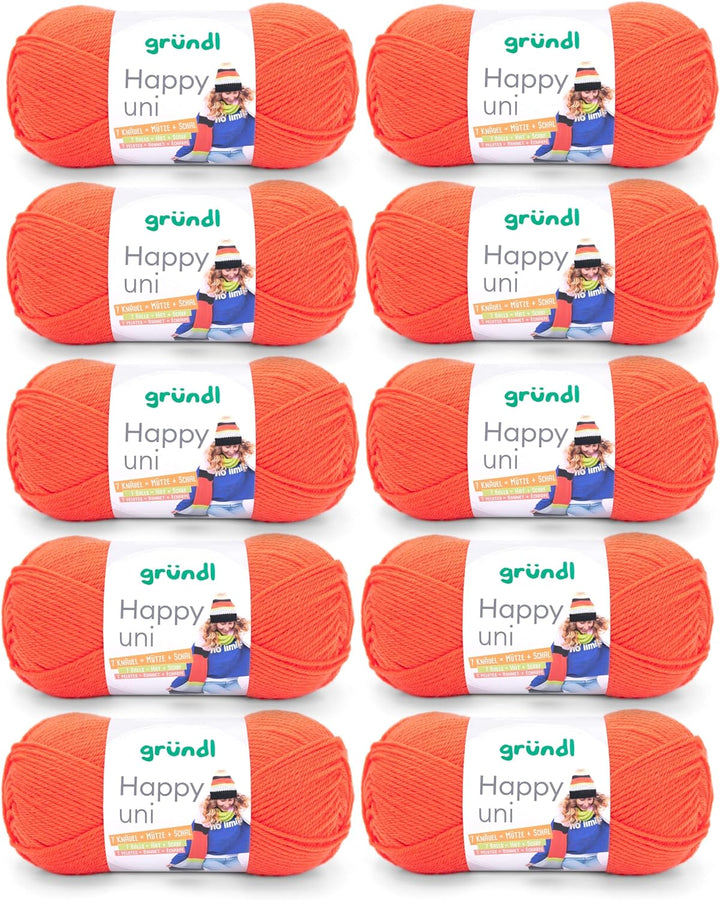 Gründl Happy uni (Strick- und Häkelgarn mit wollartigem Charakter aus 100% Polyacryl, Anti-Pilling,