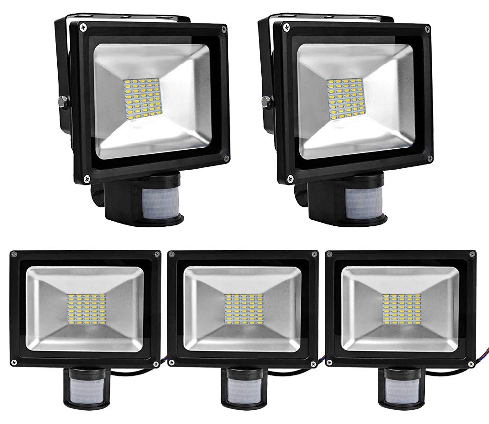 5pcs 30W LED SMD Strahler Fluter Aussen Flutlicht Strahler mit PIR Bewegungsmelder Fluter Wasserdich