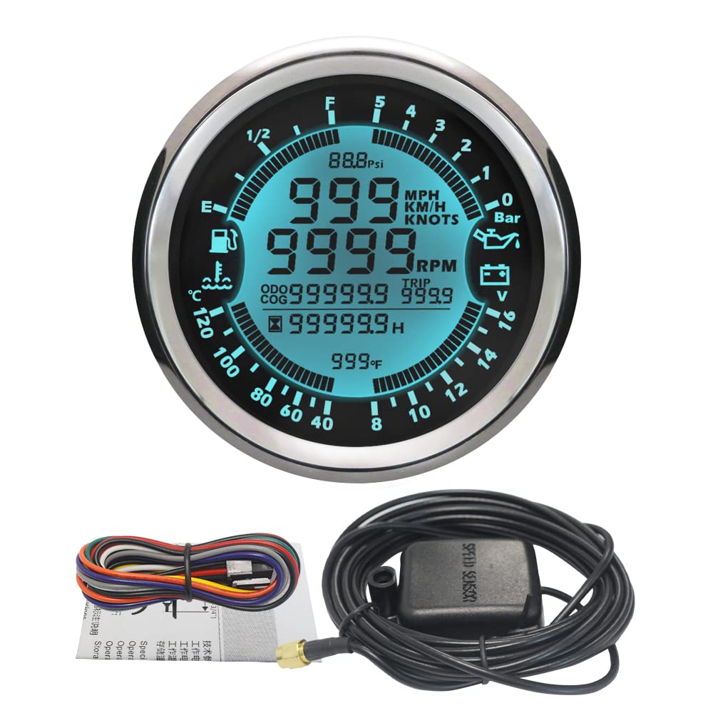 ELING Multifunktions GPS Tachometer Tachometer Stunde Wassertemperatur Kraftstoffstand Öldruck Voltm