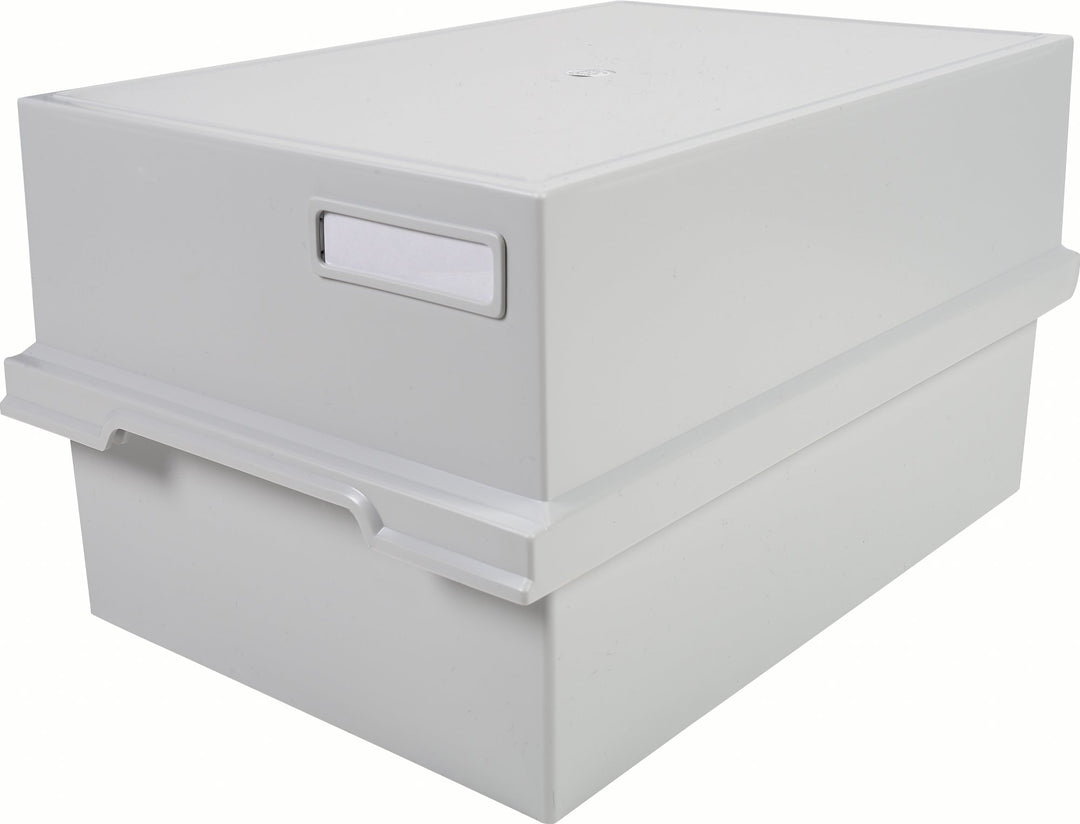 Exacompta 51540D Karteikassette Karteitrog DIN A4 quer. Aus Recycling-Kunststoff mit Deckel und 2 Tr