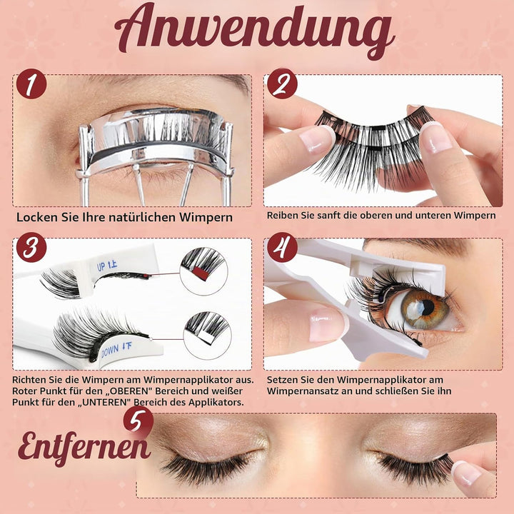 Higu clace Magnetische Wimpern,Magnet Wimpern Ohne Eyeliner,Magnetische Wimpern mit Applikator,Wimpe