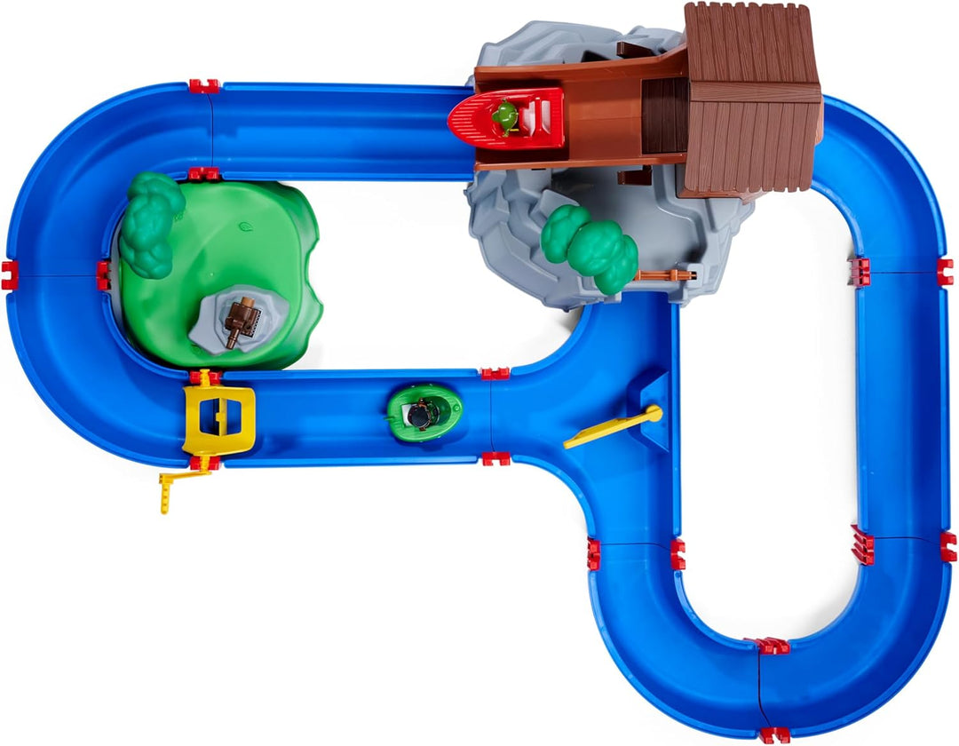 AquaPlay - AdventureLand - Wasserbahn mit Berg, Turm und Stausee, Spieleset inkl. 2 Tierfiguren, Mot