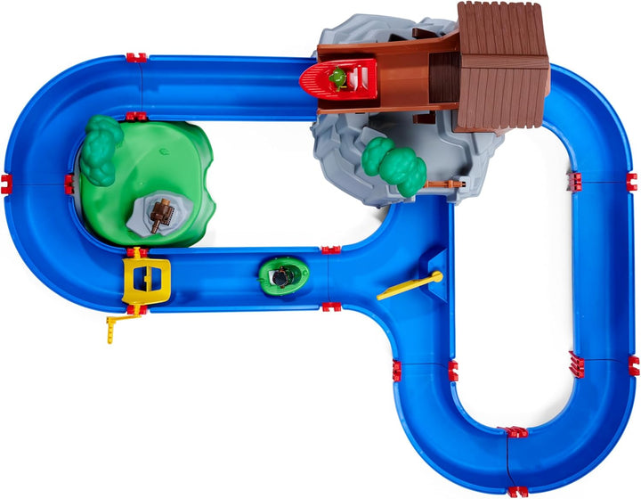 AquaPlay - AdventureLand - Wasserbahn mit Berg, Turm und Stausee, Spieleset inkl. 2 Tierfiguren, Mot