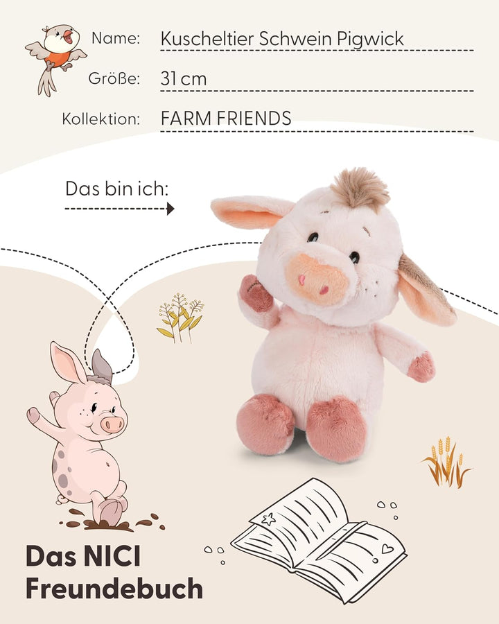 NICI Kuscheltier Schwein Pigwick 31cm - rosa - Weiches Plüschtier – niedliches Stofftier zum Kuschel
